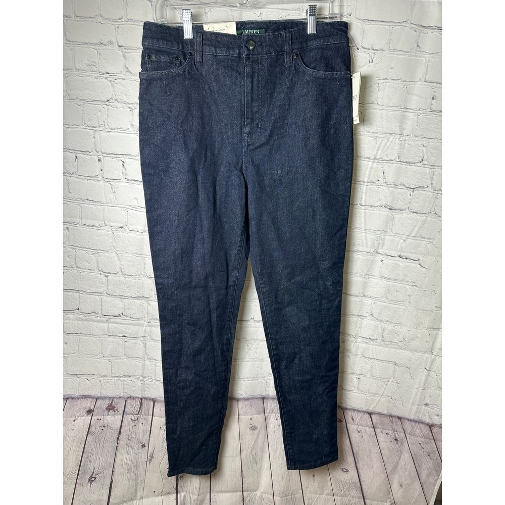 Lauren Ralph Lauren Regal Skinny Jeans Dark Wash Tuxedo Stripe High Rise 10/30L